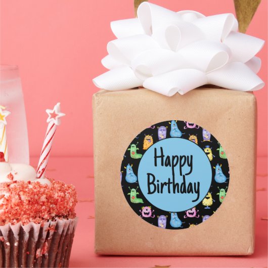 可愛カラフルい怪物 ラウンドシール (パーティー)