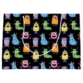 可愛カラフルい怪物 ラージペーパーバッグ