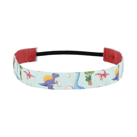 可愛カラフルい恐竜の柄 アスレチックヘッドバンド (正面)