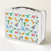 可愛カラフルい恐竜の柄 メタルランチボックス (裏面)