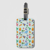 可愛カラフルい恐竜の柄 ラゲッジタグ (正面縦)