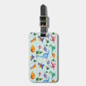 可愛カラフルい恐竜の柄 ラゲッジタグ (正面縦)