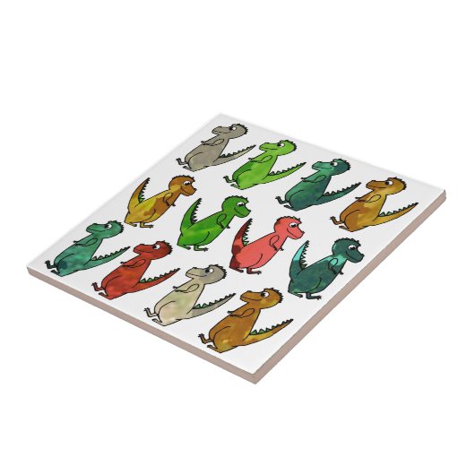 可愛カラフルい恐竜 タイル (側面)