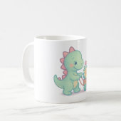 可愛カラフルい恐竜 – 愛らしい漫画Dino De コーヒーマグカップ (正面左)