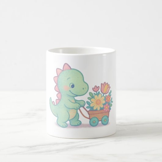 可愛カラフルい恐竜 – 愛らしい漫画Dino De コーヒーマグカップ (中央)