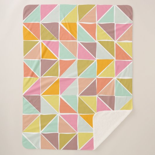可愛カラフルい手書き幾何学模様 シェルパブランケット (正面)