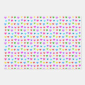 可愛カラフルい気のあるそぶりをしたハート、鮮やかなピンクと緑 ラッピングペーパーシート (正面)