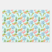 可愛カラフルい水中の海の命の子供 ラッピングペーパーシート (正面3)