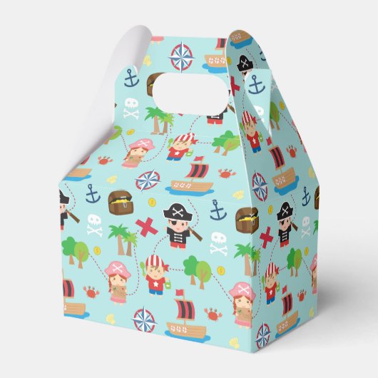 可愛カラフルい海賊模様子供の誕生日パーティー フェイバーボックス (裏面サイド)
