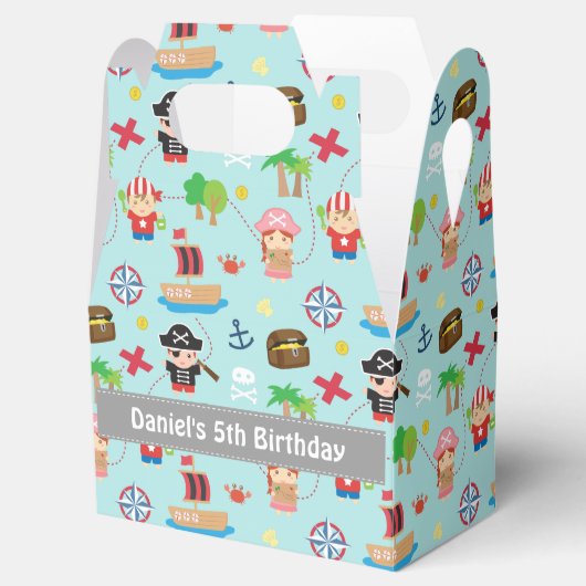 可愛カラフルい海賊模様子供の誕生日パーティー フェイバーボックス (オープン)