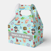 可愛カラフルい海賊模様子供の誕生日パーティー フェイバーボックス (正面サイド)