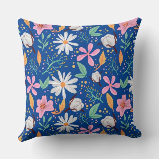 可愛カラフルい混花模様 クッション (裏面)