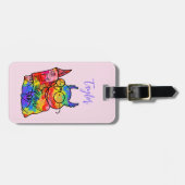 可愛カラフルい漫画フクロウの荷物タグ ラゲッジタグ (正面横)