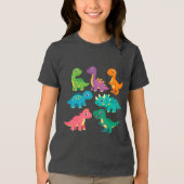 可愛カラフルい漫画子供へ恐竜 トライブレンドＴシャツ (正面)