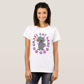 可愛カラフルい熱狂する猫の女性 Tシャツ (正面フル)