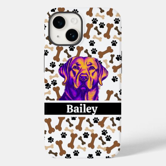 可愛カラフルい犬とおやつパーソナライズされた Case-Mate iPhoneケース (裏面)