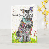 可愛カラフルい犬と猫のグリーティングカード カード (黄色い花)