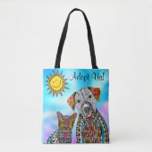 可愛カラフルい犬と猫のトートバッグ トートバッグ (正面)