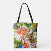 可愛カラフルい犬と猫のトートバッグ トートバッグ (裏面)