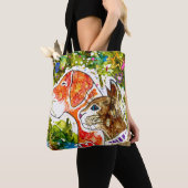 可愛カラフルい犬と猫のトートバッグ トートバッグ (クローズアップ)