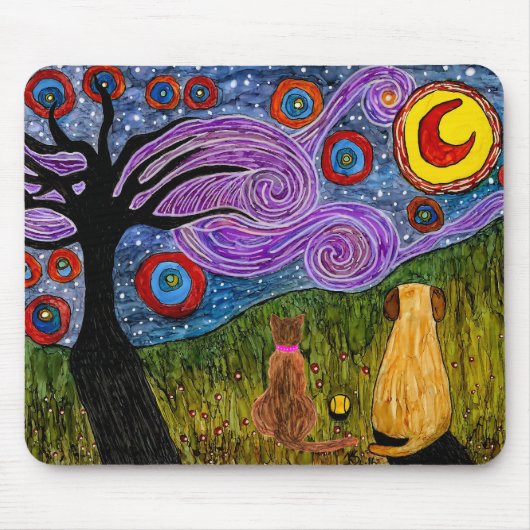 可愛カラフルい犬と猫のマウスパッド マウスパッド (正面)