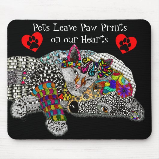 可愛カラフルい犬と猫マウスパッド マウスパッド (正面)