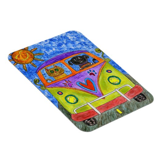 可愛カラフルい犬と猫マグネット3"x4" マグネット (右側)