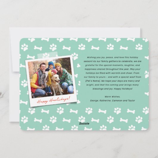 可愛カラフルい犬の恋人フォトペットを喜び解き放つ シーズンカード (裏面)