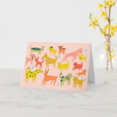 可愛カラフルい犬カスタムたち カード (黄色い花)