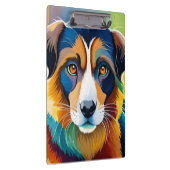 可愛カラフルい犬ポートレートクローズアップ クリップボード (右)