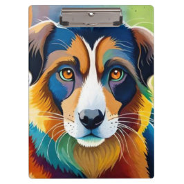 可愛カラフルい犬ポートレートクローズアップ クリップボード