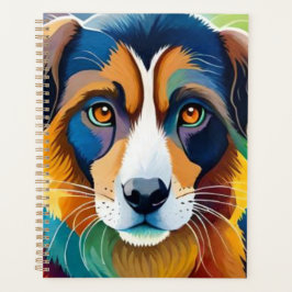 可愛カラフルい犬ポートレートクローズアップ プランナー手帳