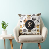 可愛カラフルい猫おもしろいと肉柄モノグラム クッション (椅子)