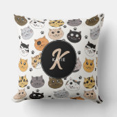 可愛カラフルい猫おもしろいと肉柄モノグラム クッション (正面)