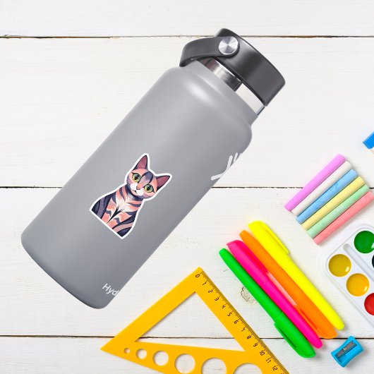 可愛カラフルい猫おもしろいシックなお洒落動物 シール