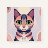 可愛カラフルい猫おもしろいシックカスタムな ノートブック (正面)