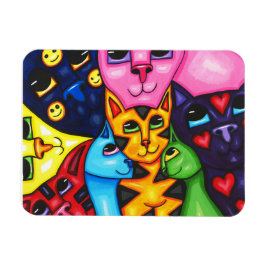 可愛カラフルい猫お洒落オリジナル絵画ズ マグネット