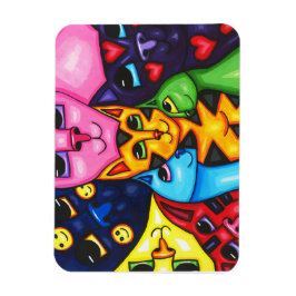 可愛カラフルい猫お洒落オリジナル絵画ズ マグネット