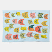 可愛カラフルい猫が青を猫に キッチンタオル (横)