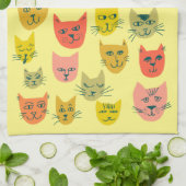 可愛カラフルい猫が青を猫に キッチンタオル (折り畳み)