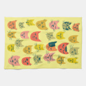 可愛カラフルい猫が青を猫に キッチンタオル (横)