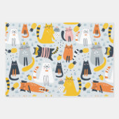 可愛カラフルい猫のパタモノグラムのーン ラッピングペーパーシート (正面3)