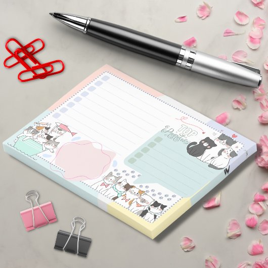 可愛カラフルい猫の一番の優先課題はTo Do ポストイット