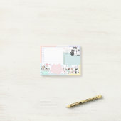 可愛カラフルい猫の一番の優先課題はTo Do ポストイット (デスク上)