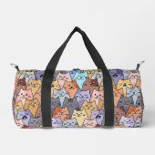可愛カラフルい猫の群集パタお洒落ーン猫顔 ダッフルバッグ (正面)