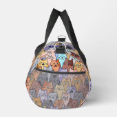 可愛カラフルい猫の群集パタお洒落ーン猫顔 ダッフルバッグ (右)