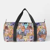 可愛カラフルい猫の群集パタお洒落ーン猫顔 ダッフルバッグ (裏面)