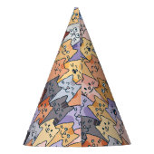 可愛カラフルい猫の群集パタお洒落ーン猫顔 パーティーハット (裏面)