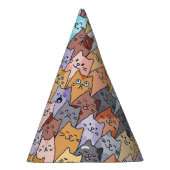 可愛カラフルい猫の群集パタお洒落ーン猫顔 パーティーハット (右)