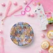 可愛カラフルい猫の群集パタお洒落ーン猫顔 ペーパーボウル (パーティー)